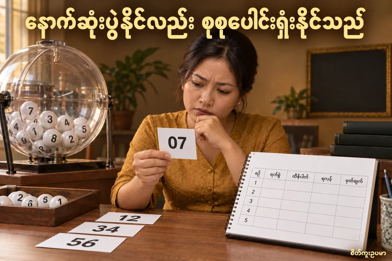 နောက်ဆုံးထီ entry နိုင်သော်လည်း session တစ်ခုလုံး အရှုံးရှိသေးသလား — စိတ်ကူးထီဆိုင်ရာ သရုပ်ဖော်ပုံ။